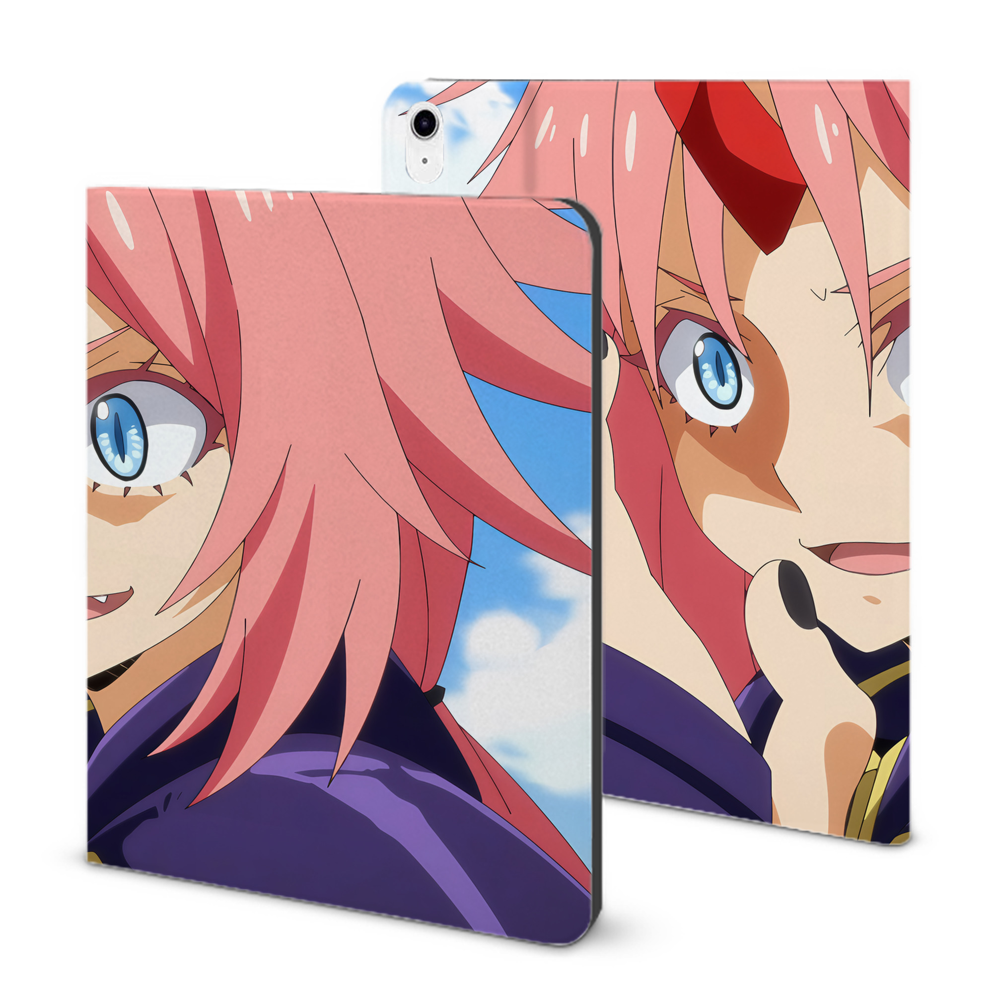 （画像用） 転スラ Regarding Reincarnated to Slime IPad ケース ブック型 PUレザー TPU 耐衝撃 軽量 薄型 ペン収納なし 全面保護 IPad 各モデル対応